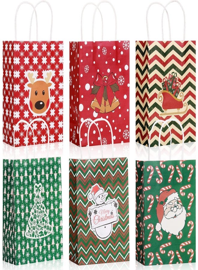 تاوباري أكياس هدايا عيد الميلاد من تاوباري، 24 قطعة، أكياس ورقية قابلة لإعادة الاستخدام، 6 أنماط، أكياس كرافت، أكياس هدايا متوسطة الحجم (8.2 × 6 × 3 بوصة) مع مقابض، مثالية لتوزيعات حفلات عيد الميلاد. - Image 1